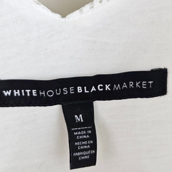 White House Black Market White Lace Ruffle Cold Shoulder‎ Top Size M - Picture 3 of 12